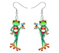 DALANE Cute Acrylic Anime Cowboy Hawaii Frog Earrings Dangle Drop Animals Jewelry Gifts for Women Girls Kids Charms Party Favors (Hawaiian Frog)