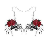 DALANE Cute Acrylic Halloween Gifts Spider Dangle Earrings Gothic Skull Pumpkin Witch Hat Design Holiday Costumes Spooky Punk Unique Goth Jewellery Accessories for Women (Red)