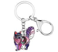 DALANE Enamel Alloy Sweet Cat Keychains Kitten Car Keyrings Pets Jewelry Gifts for Women Girls Purse Charms (Purple)