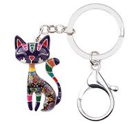 DALANE Enamel Alloy Sweet Cat Keychains Kitten Car Keyrings Pets Jewelry Gifts for Women Girls Purse Charms (Violet)