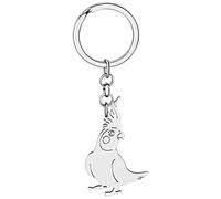 DALANE Stainless Steel Cute Cockatiel Macaw Parrot Keychains Car Key Ring Charms Jewelry Gifts for Women Girls Decor (Silver Plated Cockatiel)