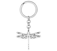 DALANE Stainless Steel Cute Dragonfly Keychains Key Ring Summer Insects Jewelry Dragonfly Gifts for Women Girls (Silver Plated A)