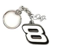 Dale Earnhardt Jr. White #8 Pewter Number Signature Hang Tag Keychain