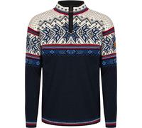 Dale of Norway - Men's Merino wool Jumper with zip collar - Vail Sweater Midnight/Red Rose/Off White for Men in Wool - Size L - Navy Navy L