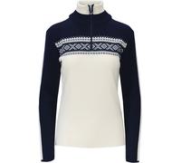 Dale of Norway - Women's Merino wool Collar Jumper with Zip - Dystingen Sweater Off White/Navy/Off White for Women in Wool - Size L White L