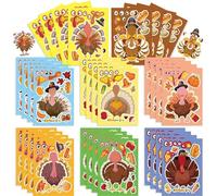 Daleaerom Thanksgiving DIY Puzzle Stickers Simple Turkey Stickers Make a Face Art Craft Supplies for Child, DIY Decoration, Home Activity or Class Prizes, Birthday Party Favors - 2 SET - 15x21cm