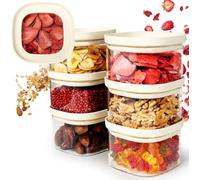 Dalena Home Glass Storage Jars 6x350ml with Glass Lid, Stackable, Airtight | Glass Storage Jars with Lid | Borosilicate Glass | Kitchen Storage Jars | Dishwasher Safe | Labels Included | BPA-Free