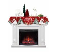 Daleng Christmas Snowman Red Mantel Scarf for Fireplace 60 x 17 inches Merry Christmas Xmas Tree Deer Snowflake Fireplace Mantle Scarf Cover Fireplace Scarf Top Runner for Home Winter Party Supplies
