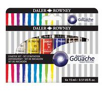 Daler-Rowney Aquafine Gouache Paint Introductory Set of 6 Colours x 15ml Tubes, Ideal for Beginner Artists & Students, Water-Based Paint for Canvas and Paper, Opaque Watercolours
