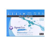 Daler-Rowney Aquafine Smooth Hot-Pressed Watercolour & Gouache 300gsm A4 Paper Pad, Glued 1 Side, Natural White, 12 Sheets, For Professional & Beginner Artists & Students, Acid-Free