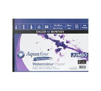 Daler-Rowney Aquafine Textured Cold-Pressed Watercolour & Gouache 300gsm A4 Paper Pad, Natural White, Glued 1 Side, 50 Sheets, Ideal for Professional & Beginner Artists & Students, Acid-Free
