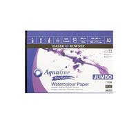 Daler-Rowney Aquafine Textured Watercolour & Gouache Cold-Pressed 300gsm A3 Paper Pad, Glued 1 Side, Natural White, 50 Sheets, Ideal for Professional & Beginner Artists & Students, Acid-Free