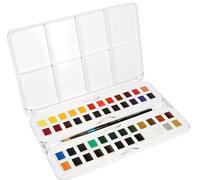Daler Rowney Aquafine Watercolour 48 Half Pan Studio Set with Paint Brush