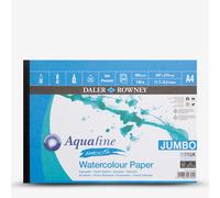 Daler-Rowney Aquafine Smooth Hot Pressed 300gsm Watercolour & Gouache A4 Paper Pad, Glued 1 Side, Natural White, 50 Sheets, For Professional & Beginner Artists & Students, Acid-Free