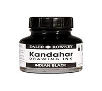 Daler-Rowney Black Kandahar Drawing Ink, 28ml, Illustration and Mixed Media Work, For Professional Artists & Students