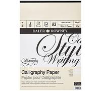 Daler-Rowney Calligraphy Drawing 90gsm Parchment A3 Texture Paper Pad, Glued 1 Side with 30 Sheets, 3 Assorted Colours, Ideal for Professional Artists & Students