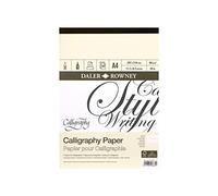 Daler-Rowney Calligraphy Drawing 90gsm Parchment Texture A4 Paper Pad, Glued 1 Side with 30 Sheets, 3 Assorted Colours, Ideal for Professional Artists & Students
