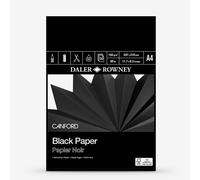 Daler-Rowney Canford Lightly Textured 150gsm A4 Coloured Paper Pad, Glued 1 Side, 30 Jet Black Sheets, Ideal for Professional Artists & Students