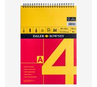 Daler-Rowney Red and Yellow Smooth Surface 150gsm A4 Drawing Paper Spiral Pad, 25 Sheets, Ideal for Professional Artists & Students
