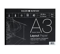 Daler-Rowney Graphic Series 45gsm A3 Layout Paper Pad Glued 1 Side, 80 White Sheets, Ideal for Professional Artists & Students