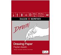 Daler-Rowney Drawing Medium Grain 160gsm A4 Paper Pad, Glued 1 Side, 50 Sheets, Ideal for Professional Artists & Students