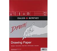 Daler-Rowney Drawing Paper, Medium Grain, 160 gsm, 98lb, Pad, Glued 1 Side, A3 - 11.7 x 16.5in - 29.7 x 42 cm, White, 50 Sheets
