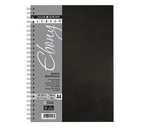 Daler-Rowney Ebony 160gsm A4 Smooth Portrait Sketchbook, Spiral Bound, 54 Natural White Sheets, For Professional Artists & Students