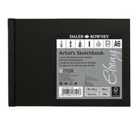 Daler-Rowney Ebony 160gsm A6 Landscape Sketchbook Casebound 54 Sheets | Smooth Paper, Landscape Hardbound Sketchbook, Casebound, Natural White Sheets, For Professional Drawing & Sketching Artists