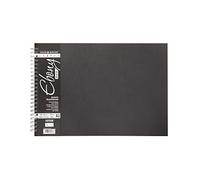 Daler-Rowney Ebony Lightly Textured 160gsm A3 Landscape Sketchbook, Spiral Bound, 40 Black Sheets, For Professional Artists & Students