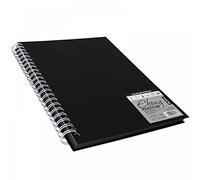 Daler-Rowney Ebony Lightly Textured 160gsm A3 Portrait Sketchbook, 54 Black Sheets, Ideal for Professional Artists & Students
