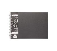 Daler-Rowney Ebony Lightly Textured 160gsm A4 Landscape Sketchbook, Spiral Bound, 40 Black Sheets, Ideal for Professional Artists & Students