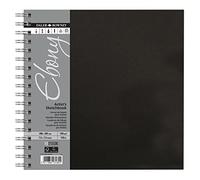 Daler-Rowney Ebony Sketchbook 160gsm Square 20 x 20cm 54 Sheets | Smooth Paper Portrait Sketchbook, Spiral Bound, Natural White Sheets, For Professional Drawing & Sketching Artists