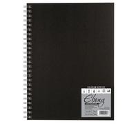 Daler-Rowney Ebony 160gsm A4 Smooth Portrait Sketchbook, Spiral Bound, 54 Natural White Sheets, For Professional Artists & Students