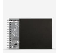 Daler-Rowney Ebony 160gsm A5 Smooth Landscape Sketchbook, Spiral Bound, 54 Natural White Sheets, Ideal for Professional Artists & Students