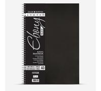 Daler-Rowney Ebony Lightly Textured 160gsm A3 Portrait Sketchbook, 54 Black Sheets, Ideal for Professional Artists & Students