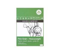 Daler-Rowney Eco Fine Grain Lightly Textured Heavyweight 200gsm A3 Drawing Paper Pad, Glued 1 Side, Acid-free, 30 White Sheets, Ideal for Professional Artists & Students