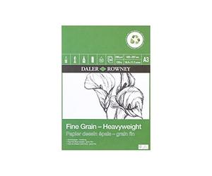 Daler-Rowney Eco Fine Grain Lightly Textured Heavyweight 200gsm A3 Drawing Paper Pad, Glued 1 Side, Acid-free, 30 White Sheets, Ideal for Professional Artists & Students