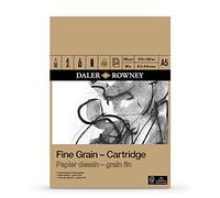 Daler-Rowney Fine Grain Lightly Textured 160gsm A5 Cartridge Drawing Paper Pad, Glued 1 Side, Acid-free, 30 White Sheets, For Professional Artists & Students