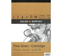 Daler-Rowney Fine Grain Lightly Textured 160gsm A2 Cartridge Drawing Paper Pad, Glued 1 Side, 30 White Sheets, For Professional Artists & Students