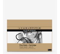 Daler-Rowney Fine Grain Lightly Textured 160gsm A2 Cartridge Drawing Paper Pad, Glued 1 Side, 30 White Sheets, Ideal for Professional Artists & Students