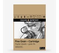 Daler-Rowney Fine Grain Lightly Textured 160gsm A5 Cartridge Drawing Paper Pad, Glued 1 Side, Acid-free, 30 White Sheets, Ideal for Professional Artists & Students
