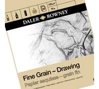 Daler-Rowney Fine Grain Lightly Textured 120gsm A2 Drawing Paper Pad, Glued 1 Side, Acid-free, 30 White Sheets, Ideal for Professional Artists & Students