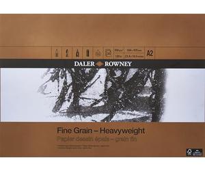 Daler-Rowney Fine Grain Heavyweight 200gsm A2 Drawing Paper Pad 30 Sheets | Lightly Textured, Glued 1 Side, Acid Free, For Professional Artists & Students