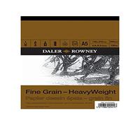 Daler-Rowney Fine Grain Lightly Textured Heavyweight 200gsm A5 Drawing Paper Pad, Glued 1 Side, Acid-free, 30 White Sheets, Ideal for Professional Artists & Students