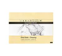 Daler-Rowney Fine Grain Lightly Textured 120gsm A2 Drawing Paper Pad, Glued 1 Side, Acid-free, 30 White Sheets, Ideal for Professional Artists & Students