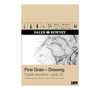 Daler-Rowney Fine Grain Lightly Textured 120gsm A3 Drawing Paper Pad, Glued 1 Side, 30 White Sheets, Ideal for Professional Artists & Students