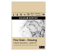 Daler-Rowney Fine Grain Lightly Textured 120gsm A4 Drawing Paper Pad, Glued 1 Side, 30 White Sheets, Ideal for Professional Artists & Students