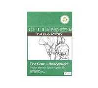 Daler-Rowney Fine Grain Lightly Textured 200gsm A4 Eco-Friendly Drawing Paper Pad, Glued 1 Side, 30 White Heavyweight 30 Sheets, For Professional Artists & Students