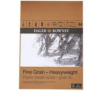 Daler-Rowney Fine Grain Lightly Textured Heavyweight 200gsm A4 Drawing Paper Pad, Glued 1 Side, Acid-free, 30 White Sheets, Ideal for Professional Artists & Students