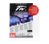 Daler-Rowney FW 8 x 10in White Stretched Canvas, Medium Grain, 10mm Deep, 6 Pack, Ideal for Professional Artists & Students
